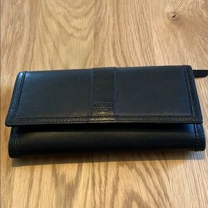 Coach Black Leather Trifold Wallet